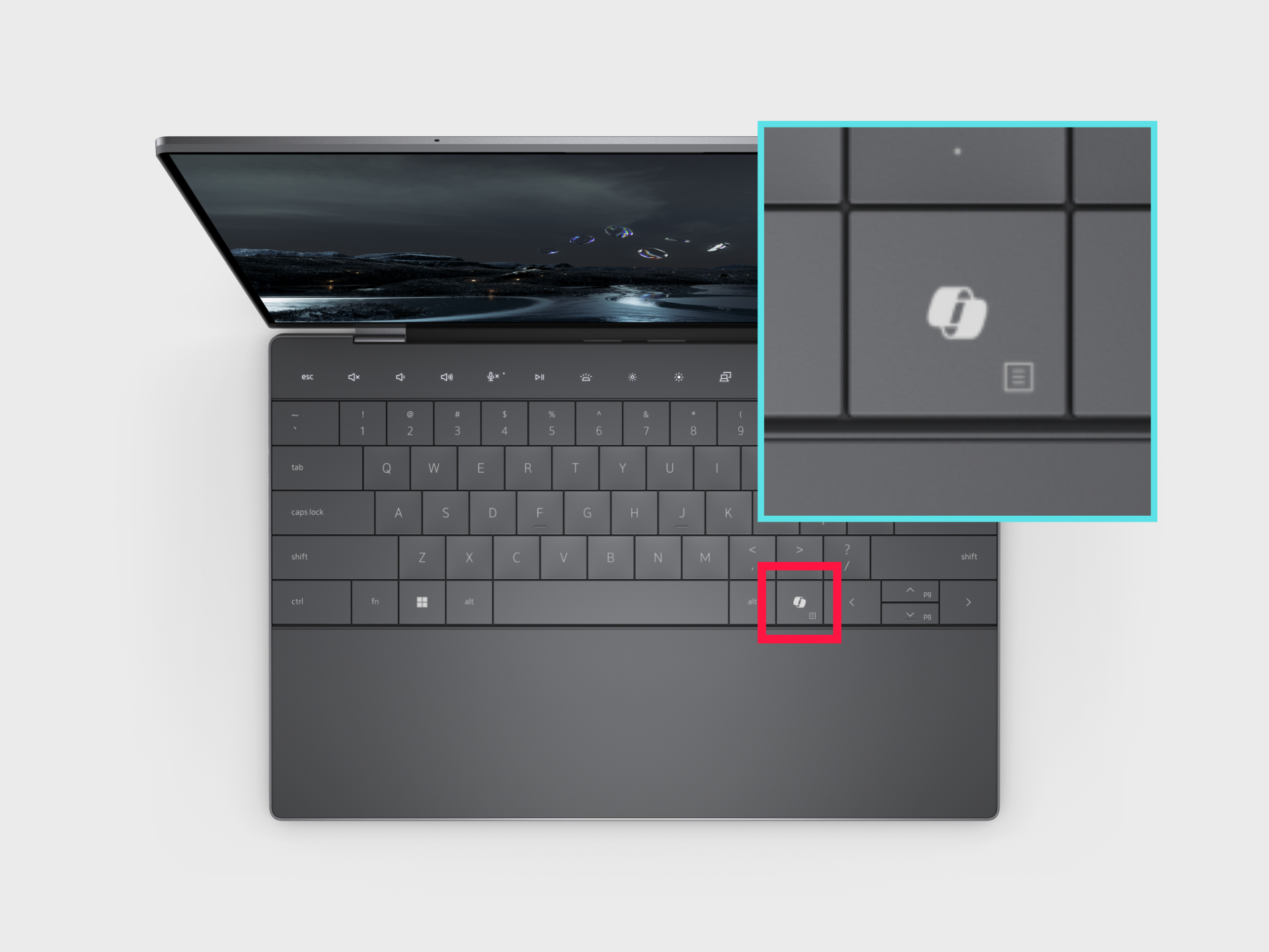 DELL laptop with copilot key highlighted